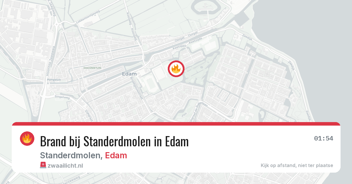 Brand bij Standerdmolen in Edam — 5 mrt 2026