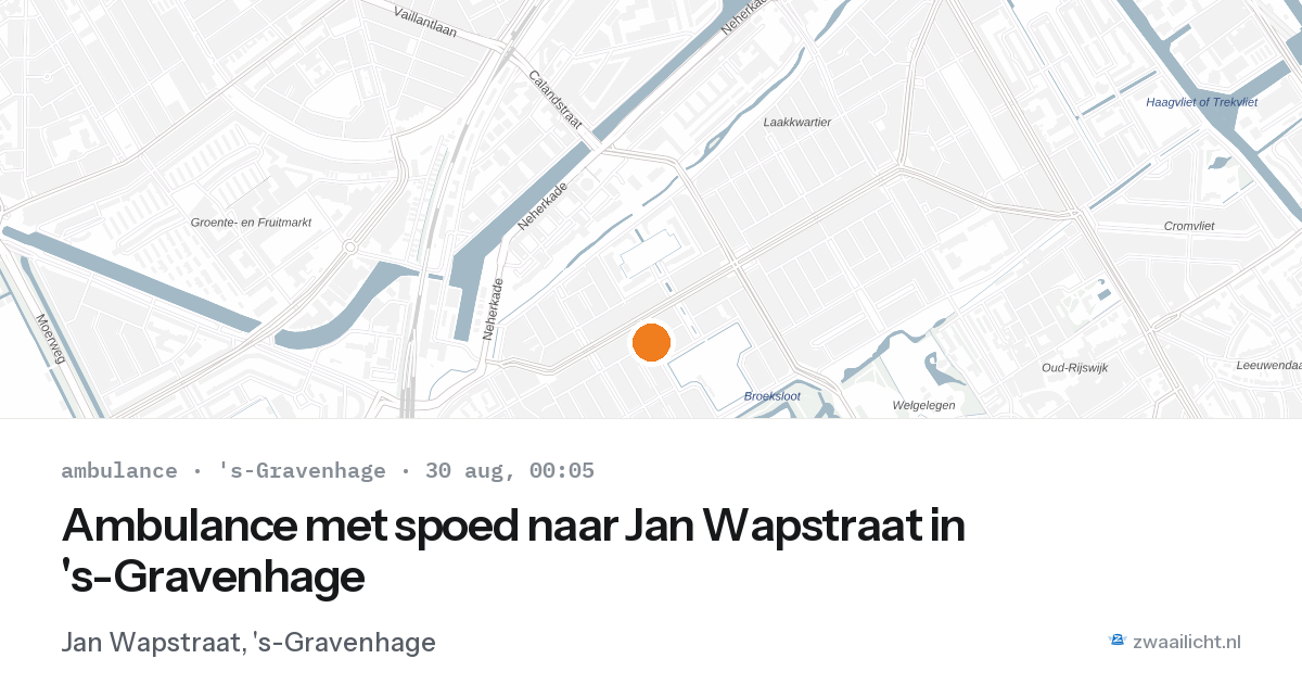 Ambulance met spoed naar Jan Wapstraat in 's-Gravenhage — 29 aug 2026