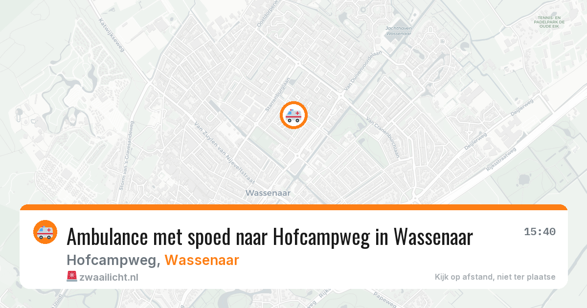 Ambulance met spoed naar Hofcampweg in Wassenaar — 13 aug 2026