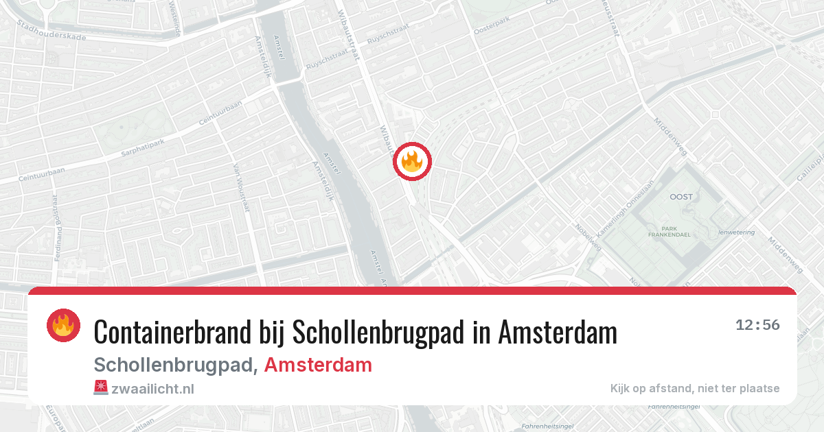 Containerbrand bij Schollenbrugpad in Amsterdam — 1 aug 2026