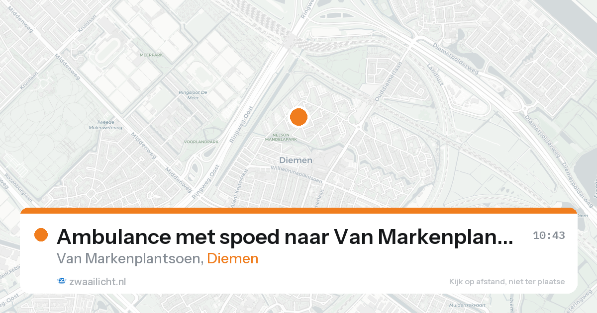 Ambulance met spoed naar Van Markenplantsoen in Diemen — 18 aug 2026