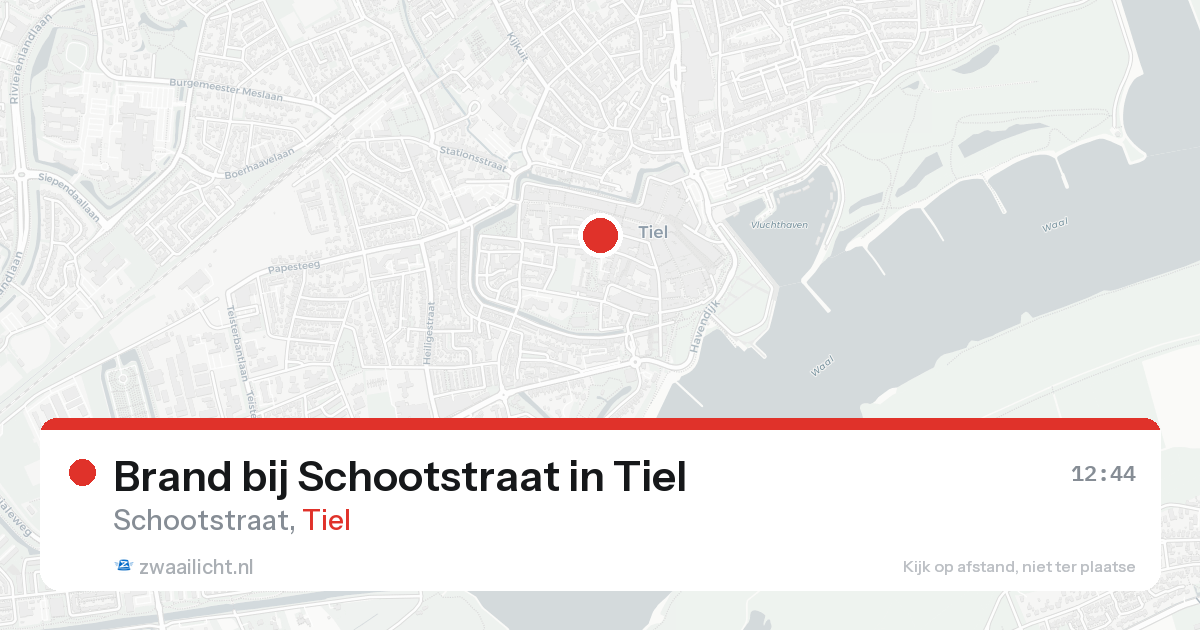 Brand bij Schootstraat in Tiel — 16 aug 2026