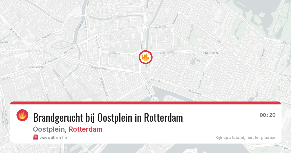 Brandgerucht bij Oostplein in Rotterdam — 7 aug 2026
