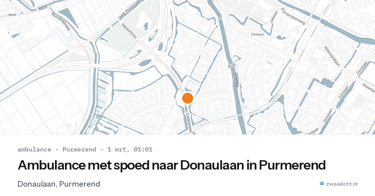 Ambulance met spoed naar Donaulaan in Purmerend — 1 mrt 2026