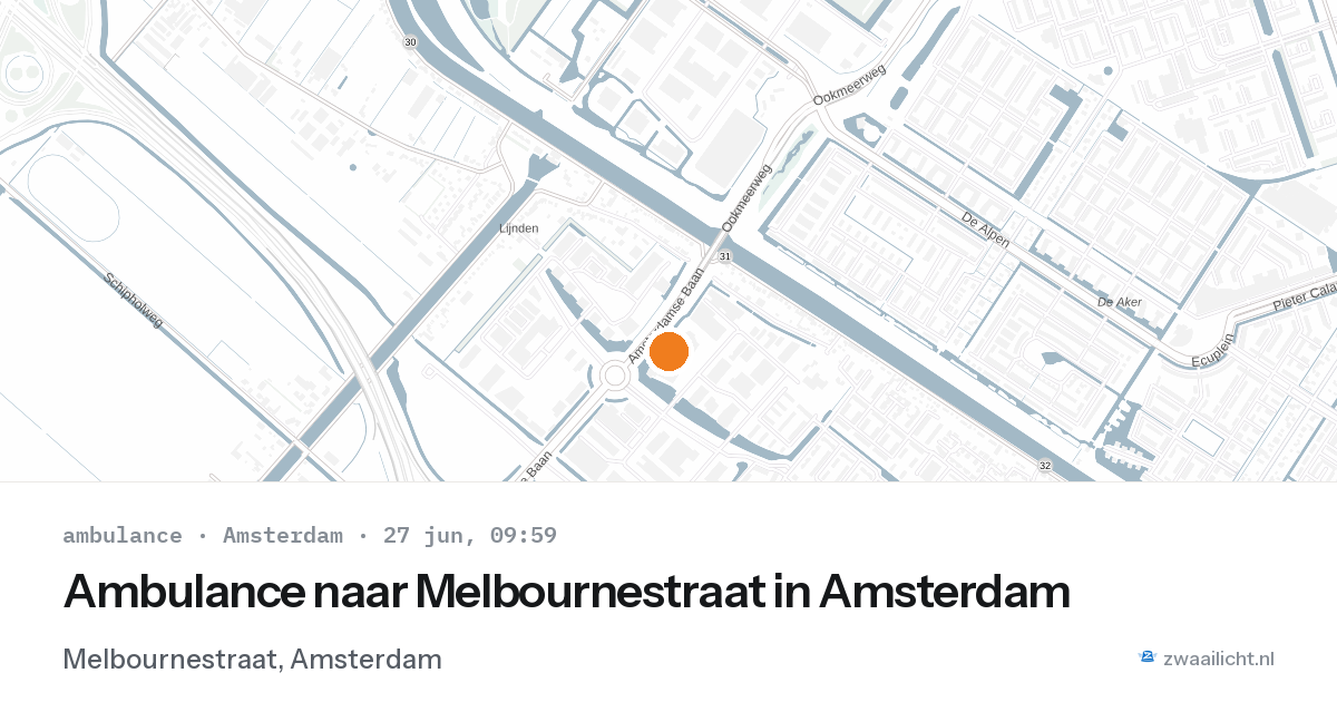 Ambulance naar Melbournestraat in Amsterdam — 27 jun 2026