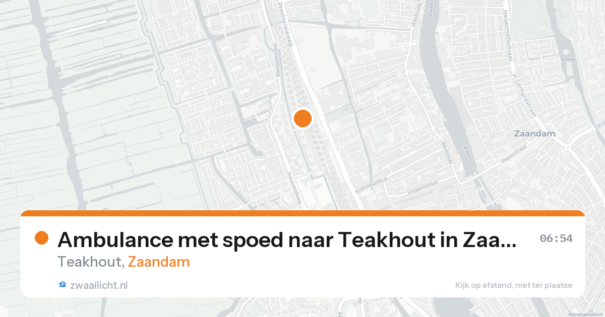 Ambulance met spoed naar Teakhout in Zaandam — 15 aug 2026