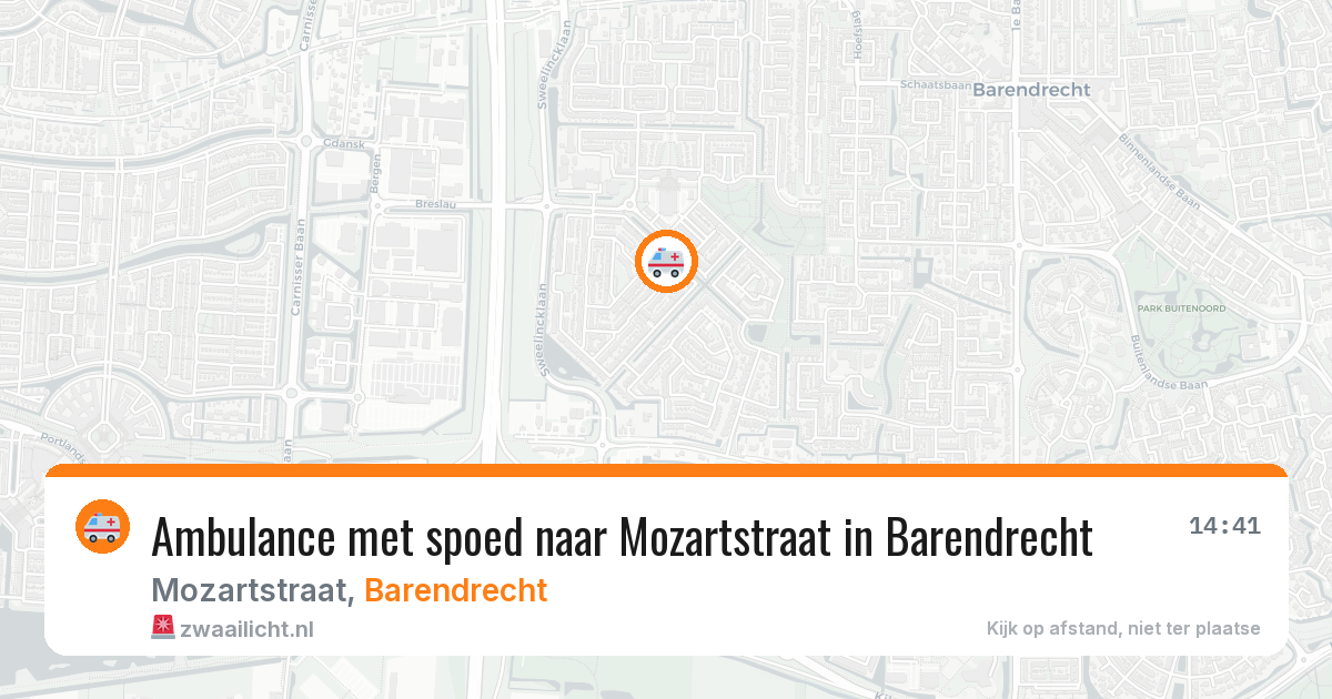 Ambulance met spoed naar Mozartstraat in Barendrecht — 10 aug 2026