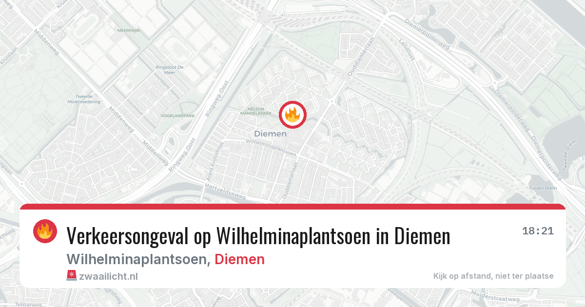 Verkeersongeval op Wilhelminaplantsoen in Diemen — 26 mei 2026