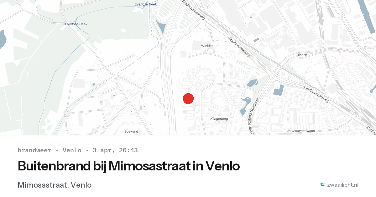 Buitenbrand bij Mimosastraat in Venlo — 3 apr 2026