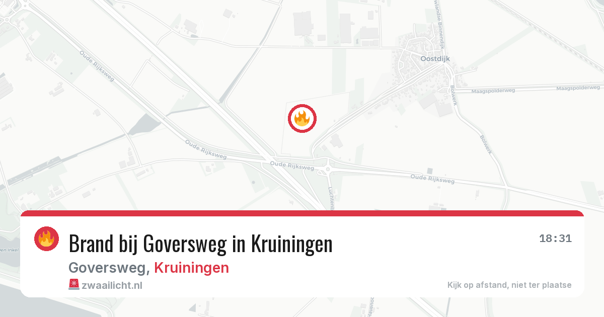 Brand bij Goversweg in Kruiningen — 16 jul 2026