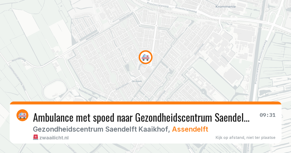 Ambulance met spoed naar Gezondheidscentrum Saendelft Kaaikhof in Assendelft — 11 feb 2026
