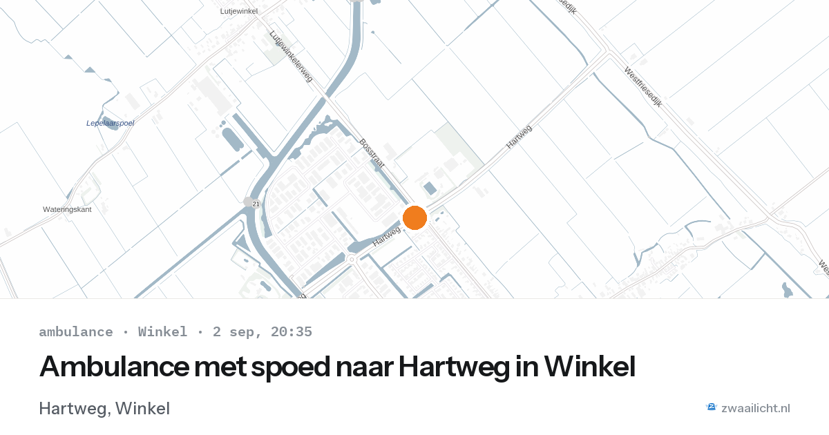 Ambulance met spoed naar Hartweg in Winkel — 2 sep 2026