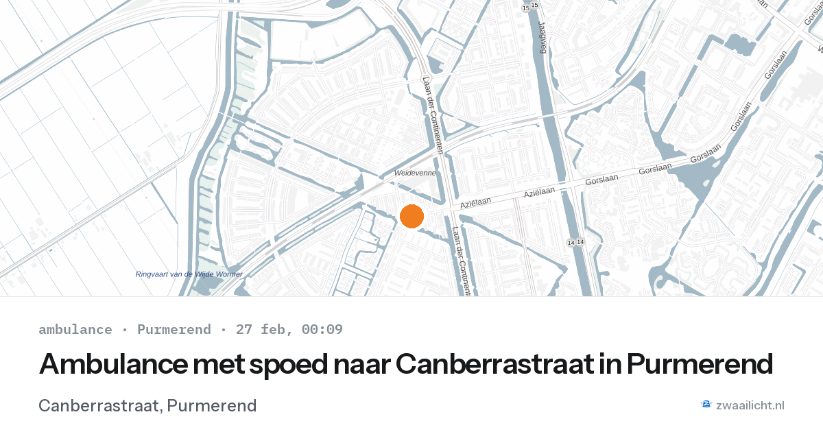 Ambulance met spoed naar Canberrastraat in Purmerend — 26 feb 2026