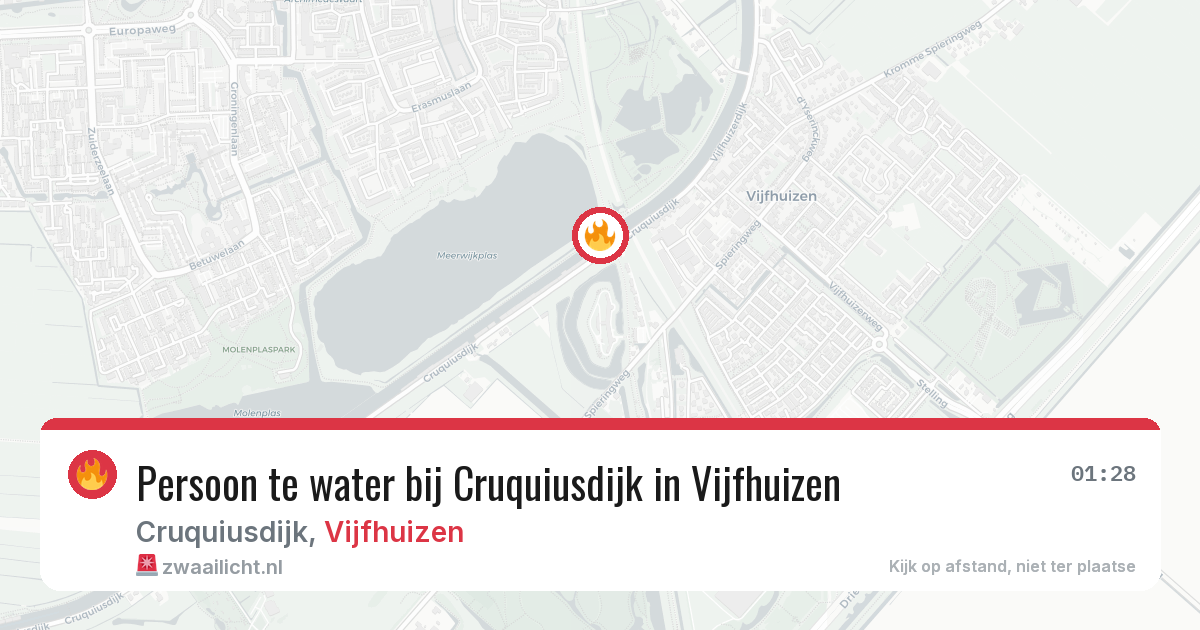 Persoon te water bij Cruquiusdijk in Vijfhuizen — 21 feb 2026