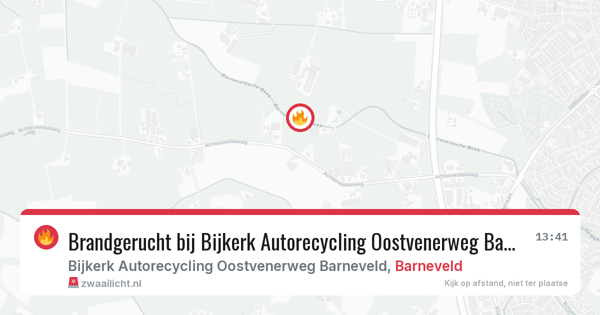 Brandgerucht bij Bijkerk Autorecycling Oostvenerweg Barneveld in Barneveld — 20 jun 2026