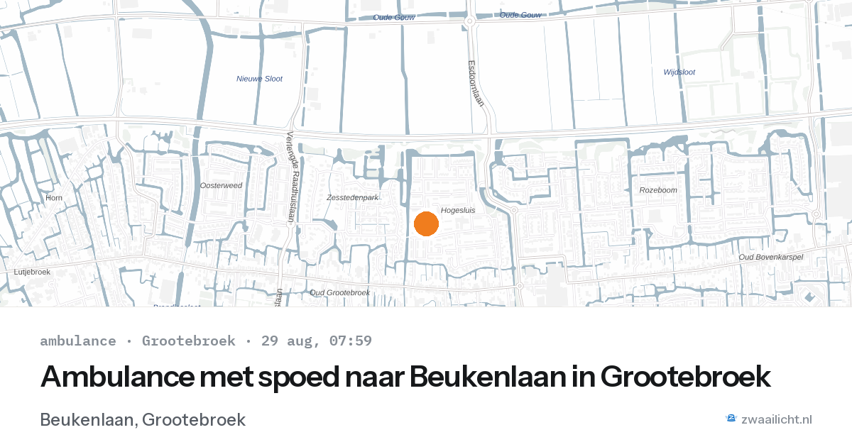Ambulance met spoed naar Beukenlaan in Grootebroek — 29 aug 2026
