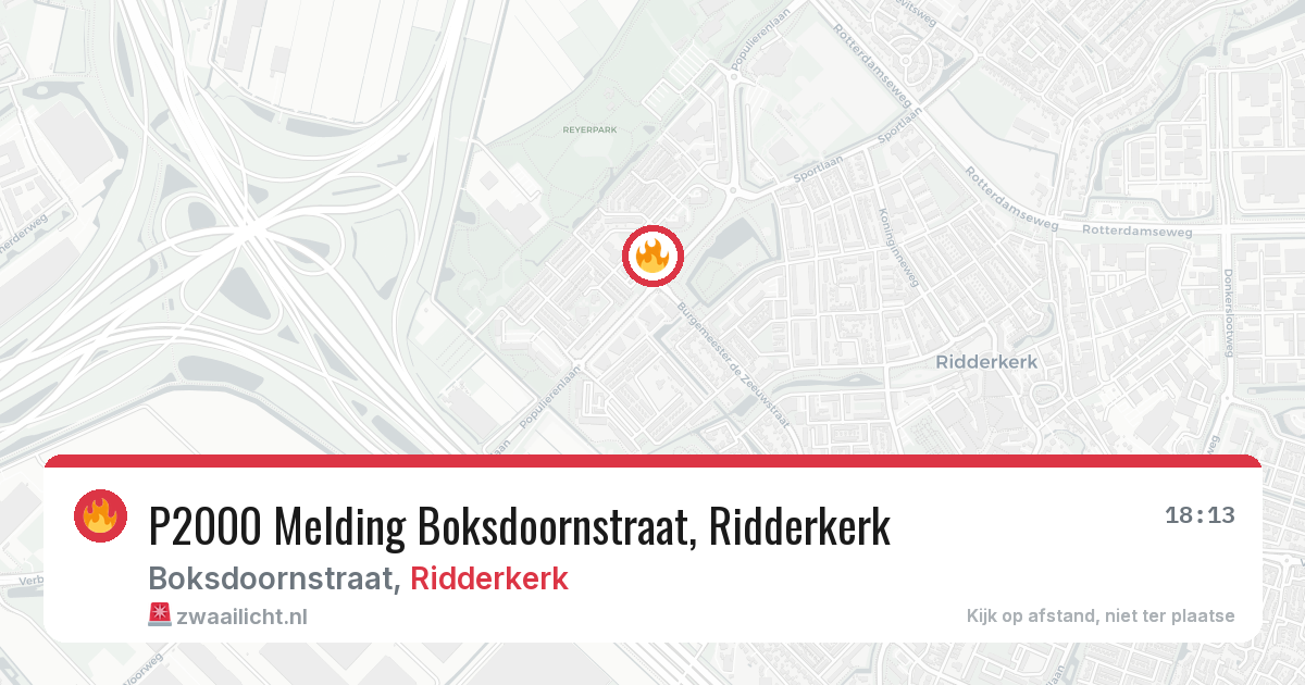 P2000 Melding Boksdoornstraat, Ridderkerk — 20 jun 2026