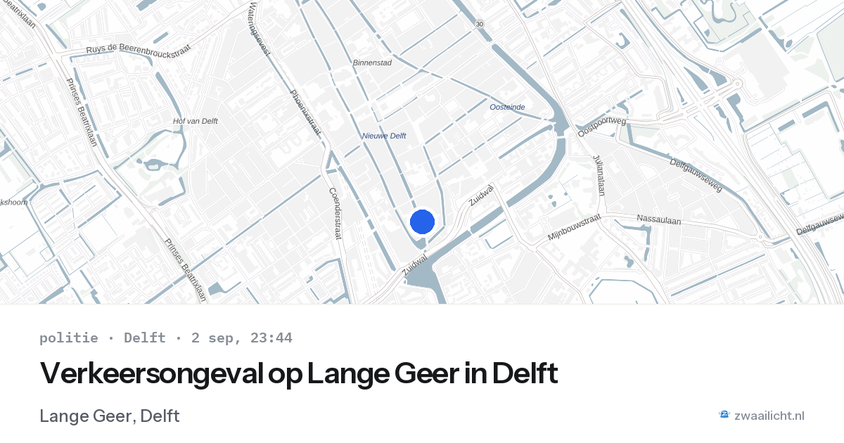 Verkeersongeval op Lange Geer in Delft — 2 sep 2026
