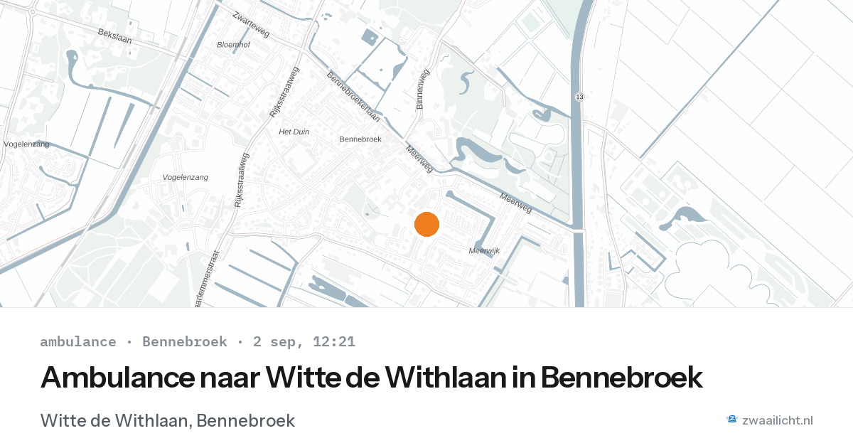 Ambulance naar Witte de Withlaan in Bennebroek — 2 sep 2026