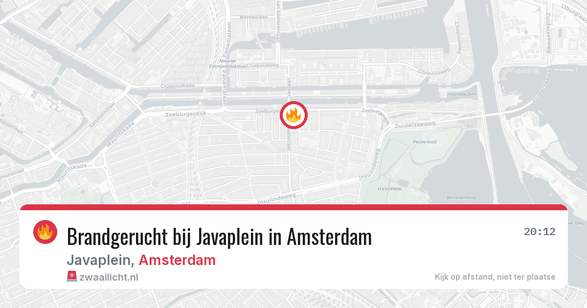 Brandgerucht bij Javaplein in Amsterdam — 2 mrt 2026