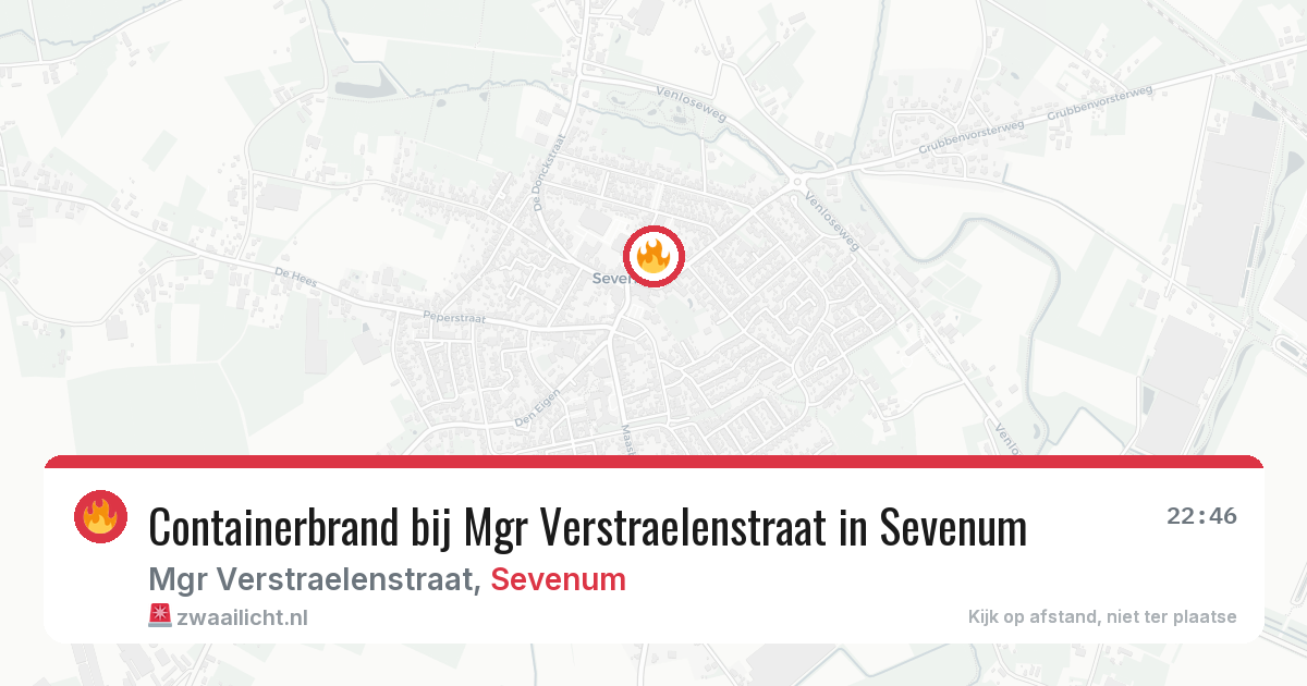 Containerbrand bij Mgr Verstraelenstraat in Sevenum — 14 mrt 2026