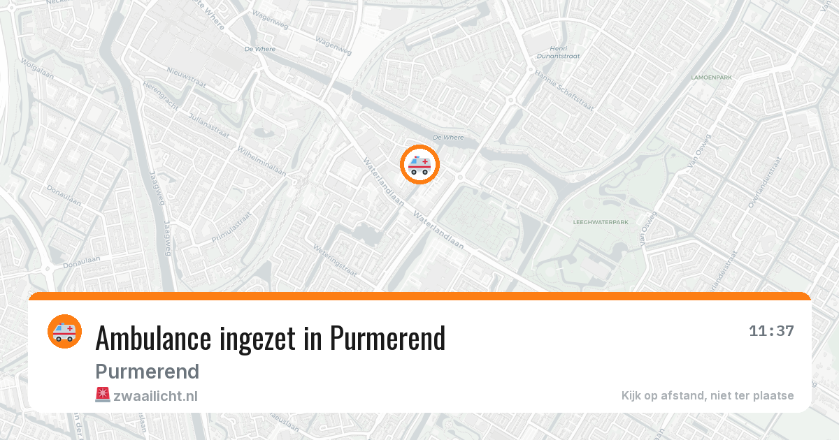 Ambulance ingezet in Purmerend — 2 aug 2026 | 🚨 Zwaailicht.nl