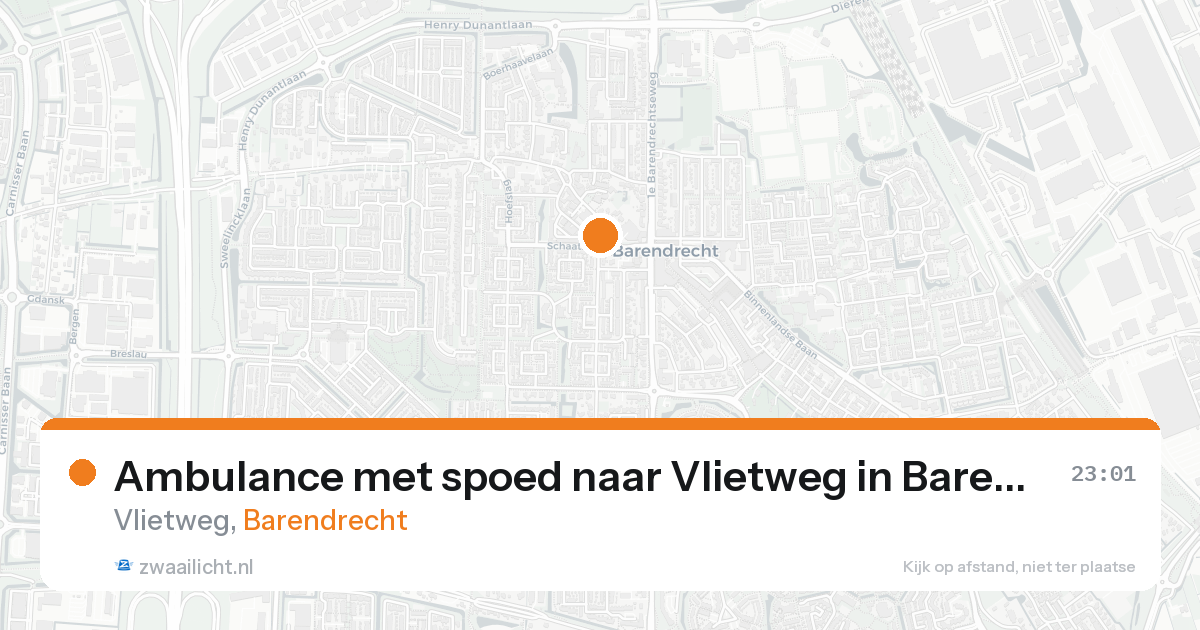 Ambulance met spoed naar Vlietweg in Barendrecht — 17 aug 2026