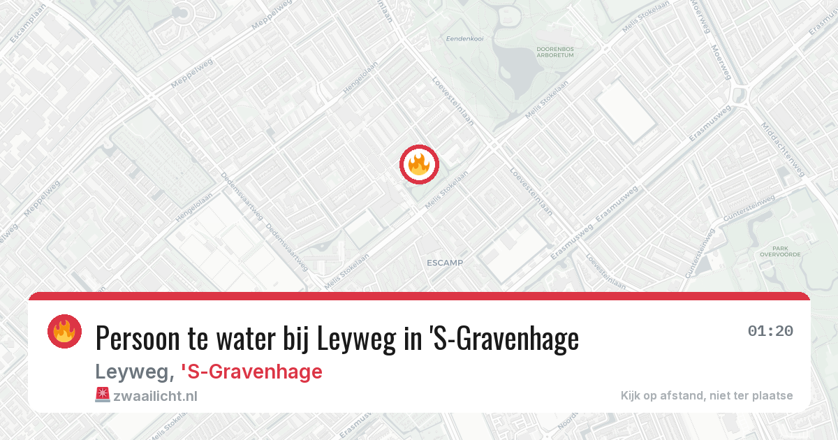 Persoon te water bij Leyweg in 'S-Gravenhage — 10 mrt 2026