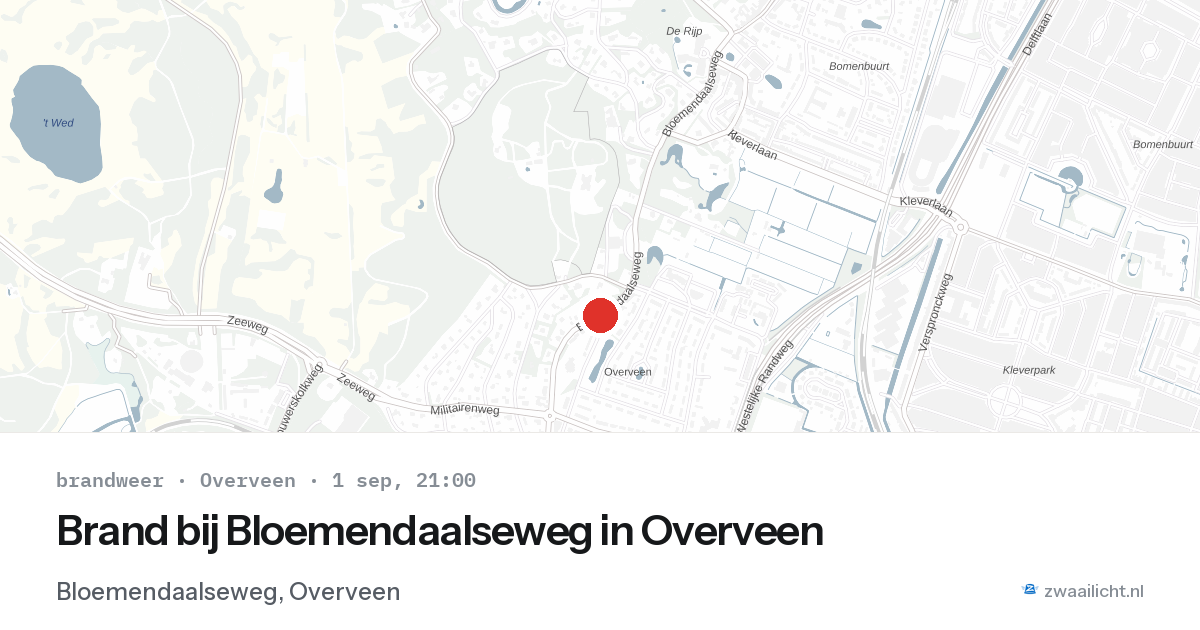Brand bij Bloemendaalseweg in Overveen — 1 sep 2026