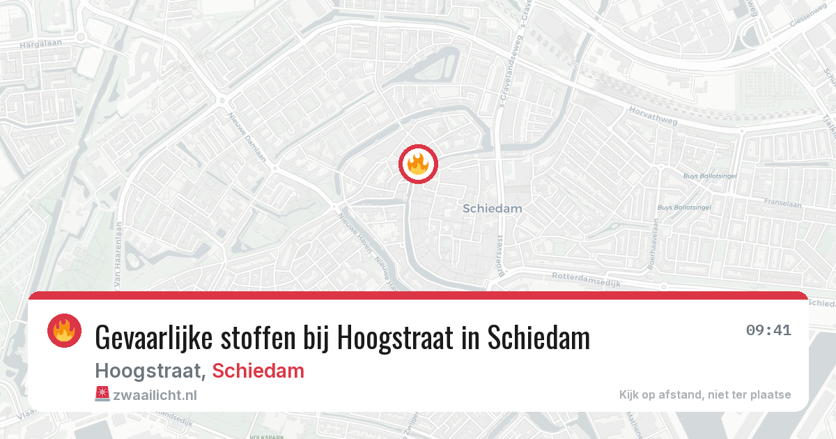 Gevaarlijke stoffen bij Hoogstraat in Schiedam — 9 jul 2026