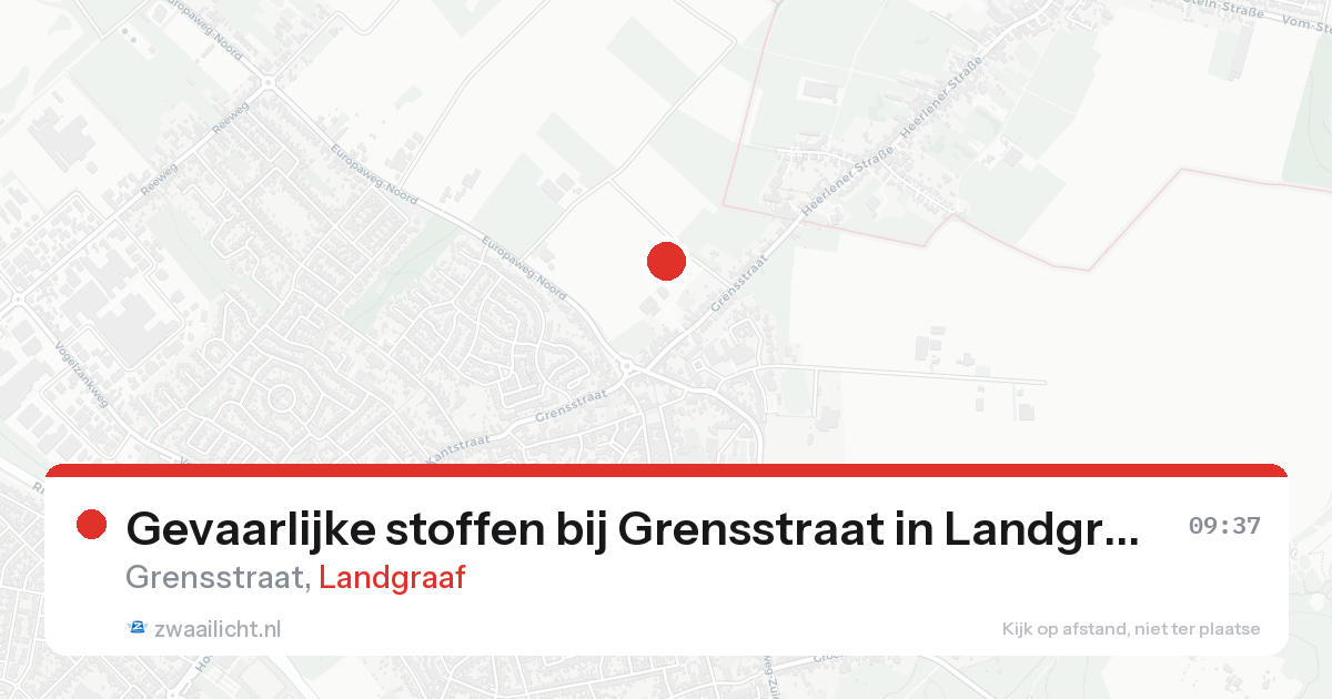 Gevaarlijke stoffen bij Grensstraat in Landgraaf — 21 aug 2026