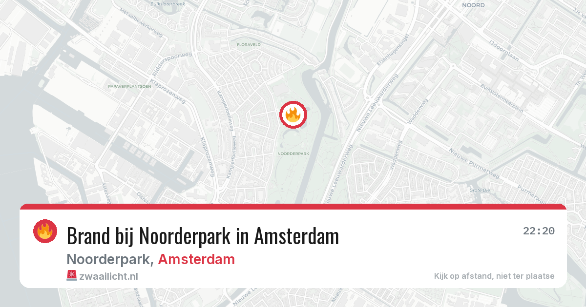 Brand bij Noorderpark in Amsterdam — 13 jul 2026