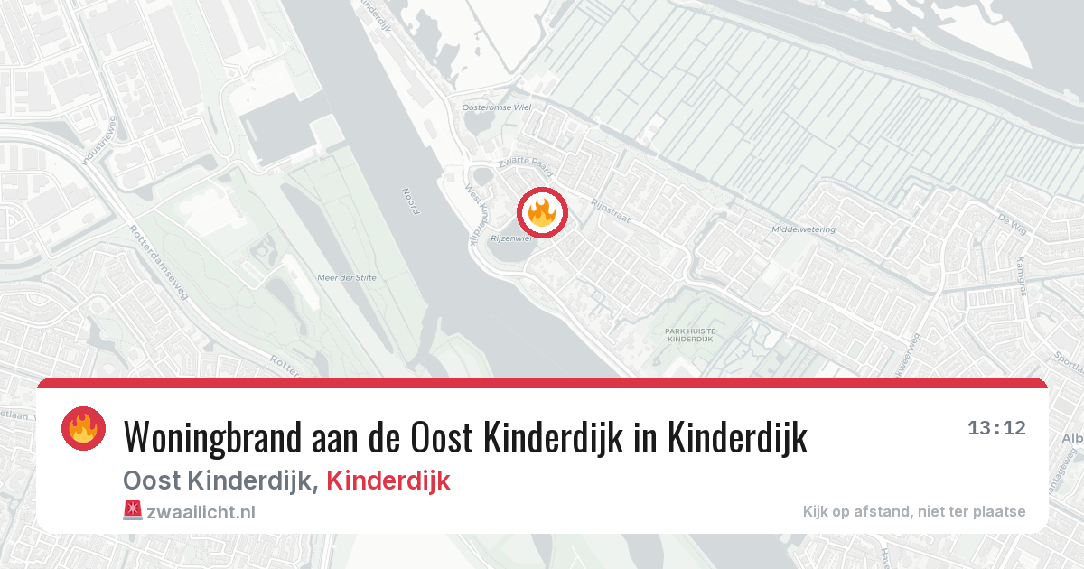 Woningbrand aan de Oost Kinderdijk in Kinderdijk — 25 apr 2026