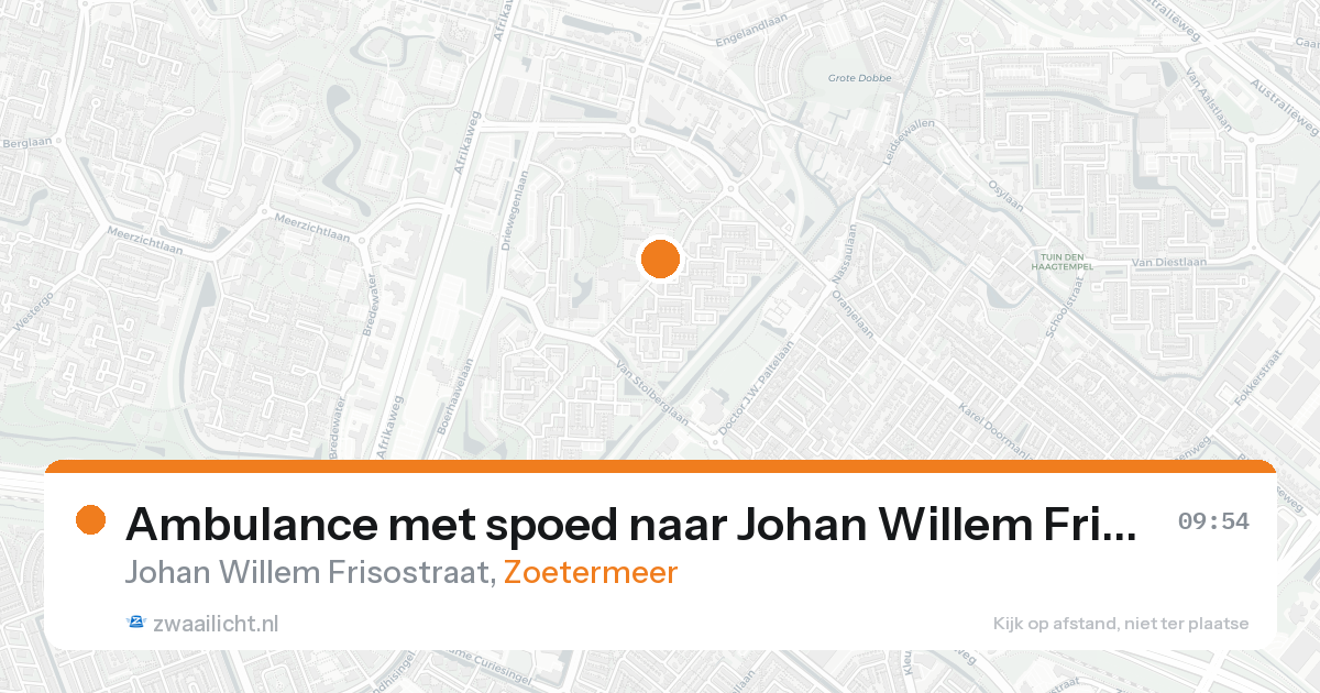 Ambulance met spoed naar Johan Willem Frisostraat in Zoetermeer — 22 aug 2026