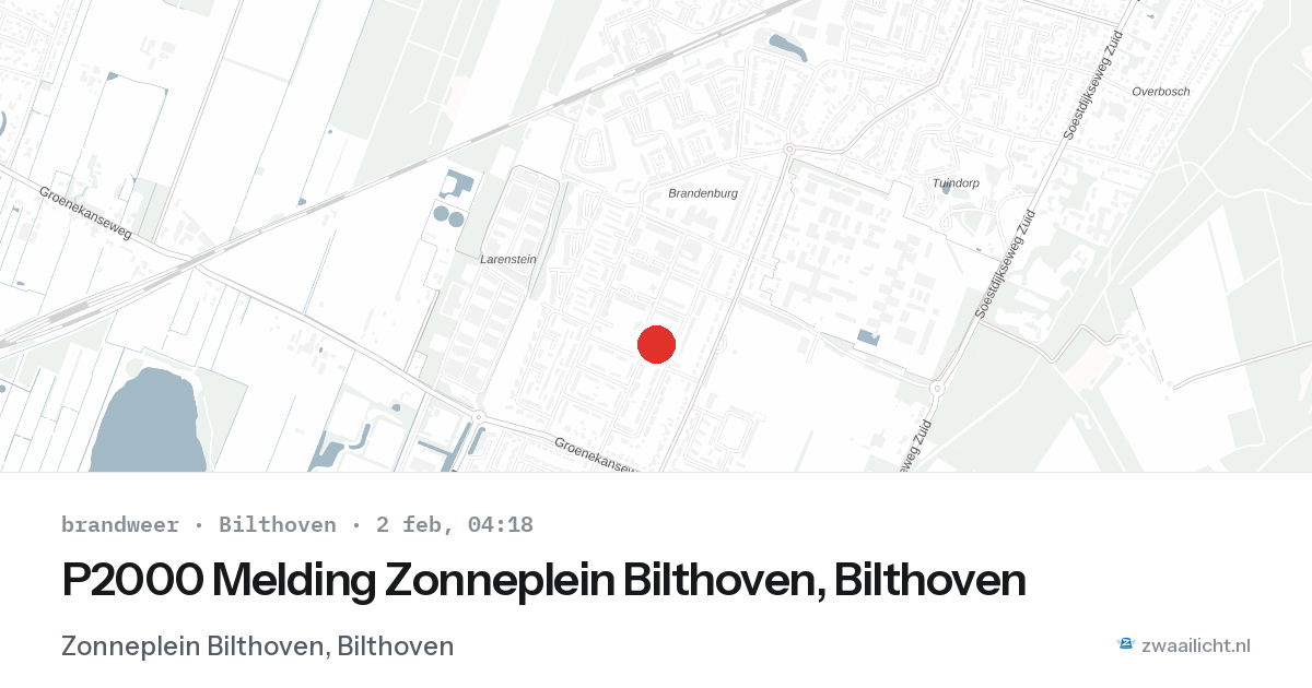 P2000 Melding Zonneplein Bilthoven, Bilthoven — 2 feb 2026