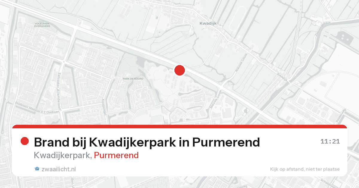 Brand bij Kwadijkerpark in Purmerend — 14 feb 2026
