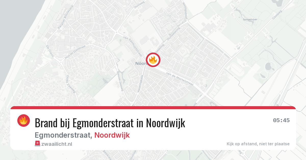 Brand bij Egmonderstraat in Noordwijk — 8 aug 2026