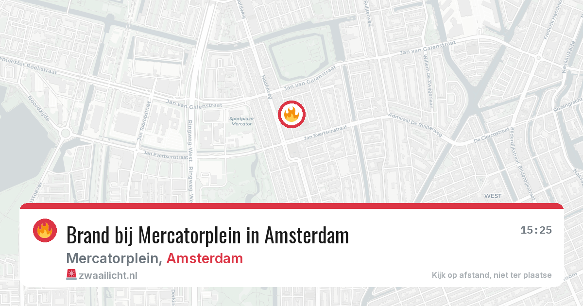 Brand bij Mercatorplein in Amsterdam — 12 jul 2026