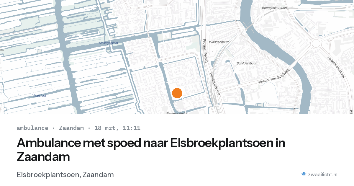 Ambulance met spoed naar Elsbroekplantsoen in Zaandam — 18 mrt 2026