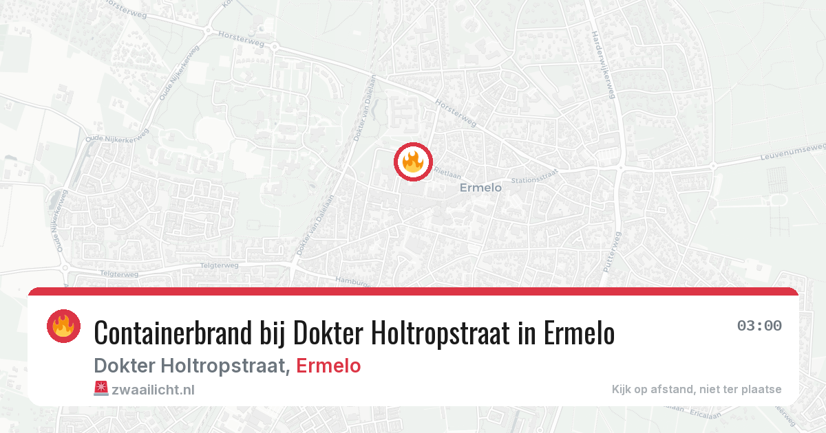 Containerbrand bij Dokter Holtropstraat in Ermelo — 5 aug 2026