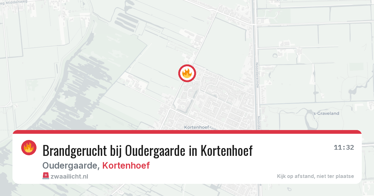 Brandgerucht bij Oudergaarde in Kortenhoef — 3 aug 2026