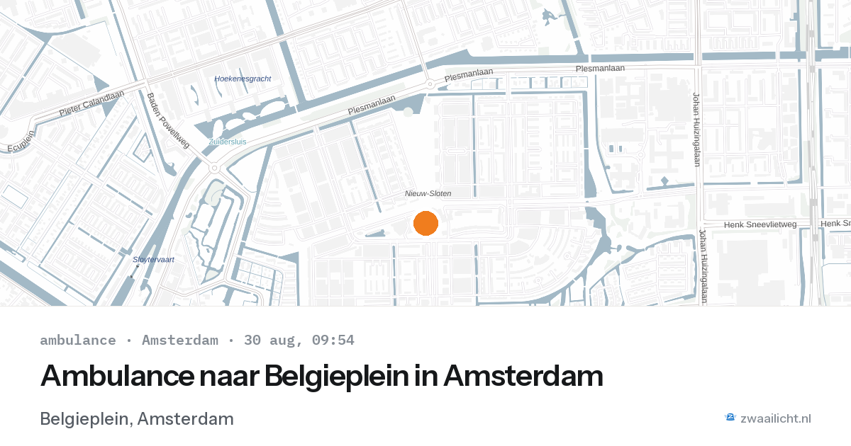Ambulance naar Belgieplein in Amsterdam — 30 aug 2026