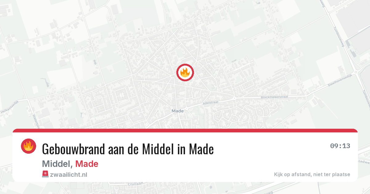 Gebouwbrand aan de Middel in Made — 8 jul 2026