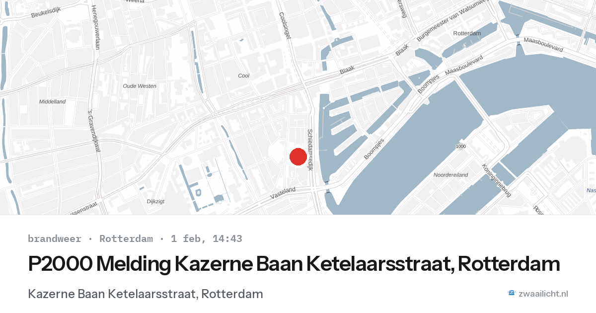 P2000 Melding Kazerne Baan Ketelaarsstraat, Rotterdam — 1 feb 2026