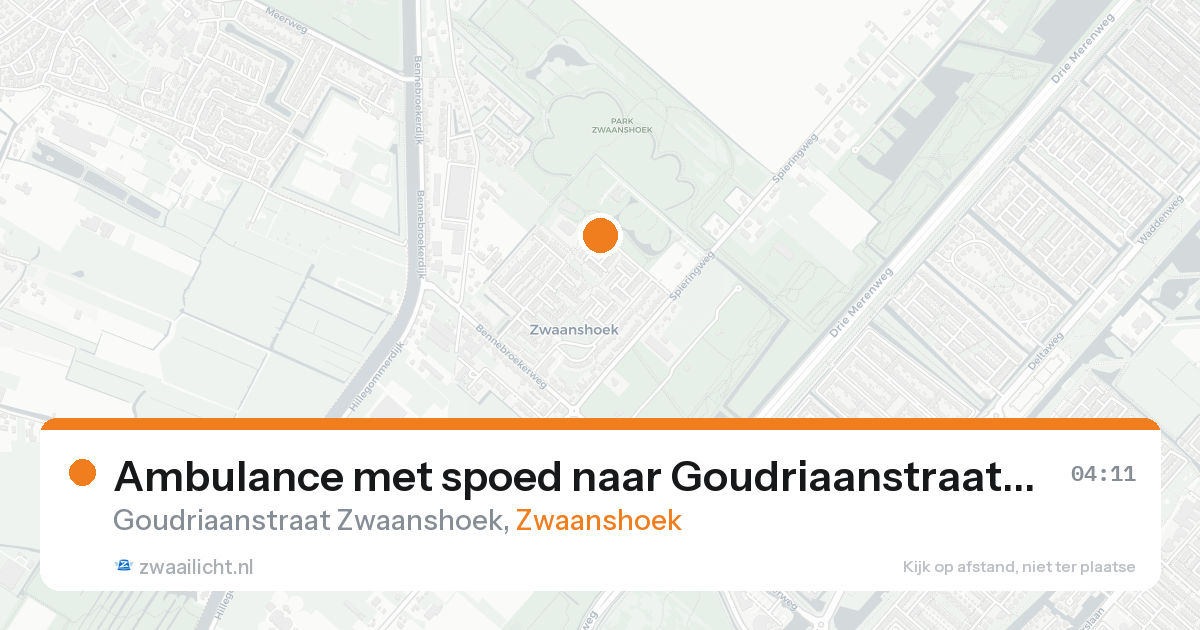 Ambulance met spoed naar Goudriaanstraat Zwaanshoek in Zwaanshoek — 17 aug 2026
