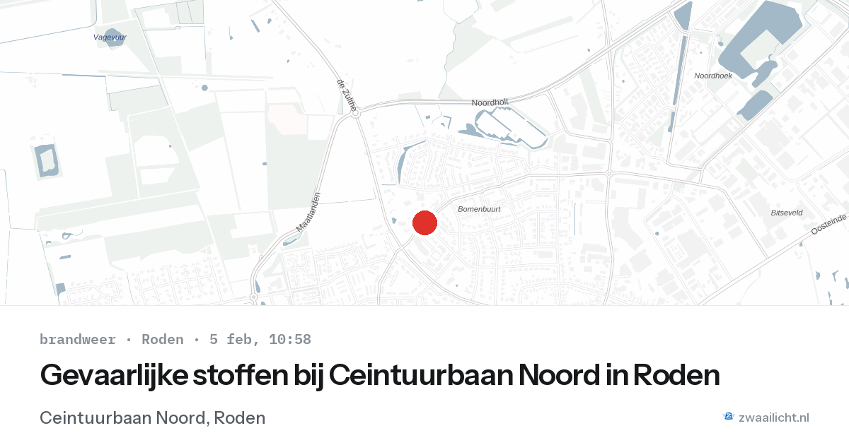 Gevaarlijke stoffen bij Ceintuurbaan Noord in Roden — 5 feb 2026