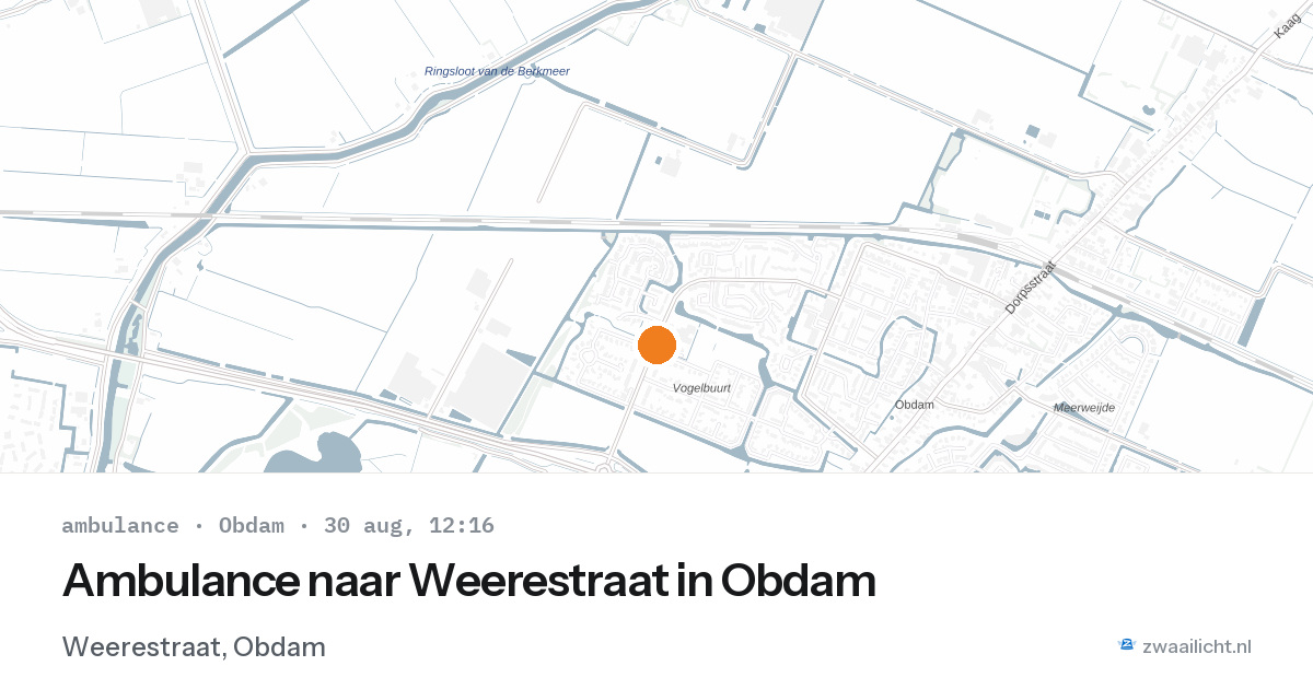 Ambulance naar Weerestraat in Obdam — 30 aug 2026