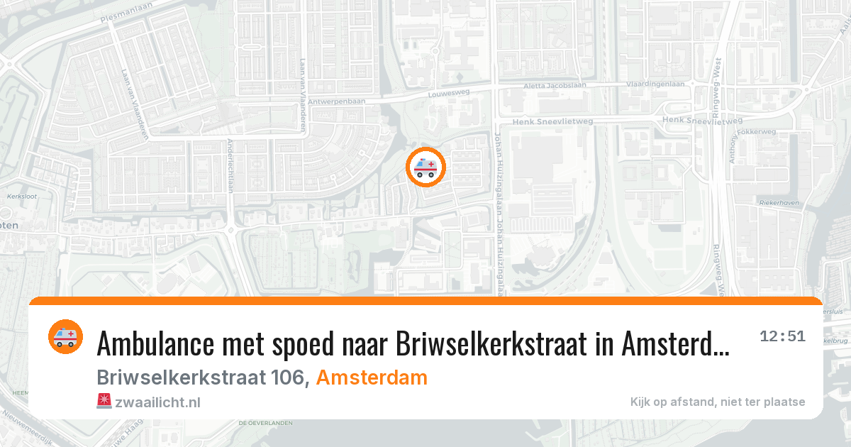 Ambulance met spoed naar Briwselkerkstraat in Amsterdam — 22 jun 2026