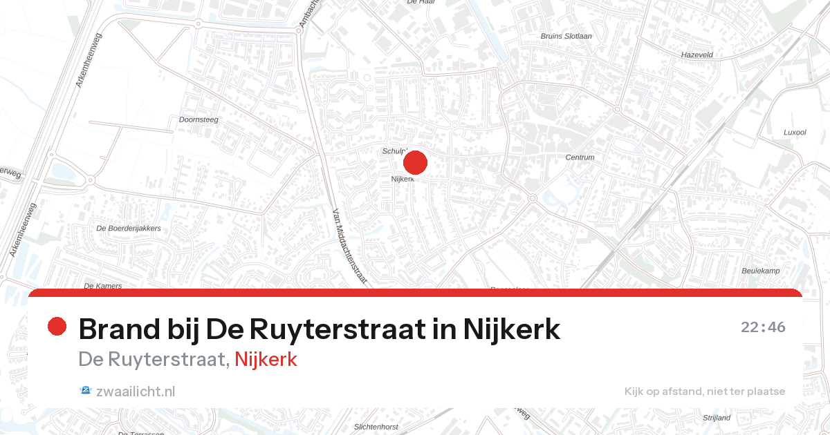 Brand bij De Ruyterstraat in Nijkerk — 27 aug 2026