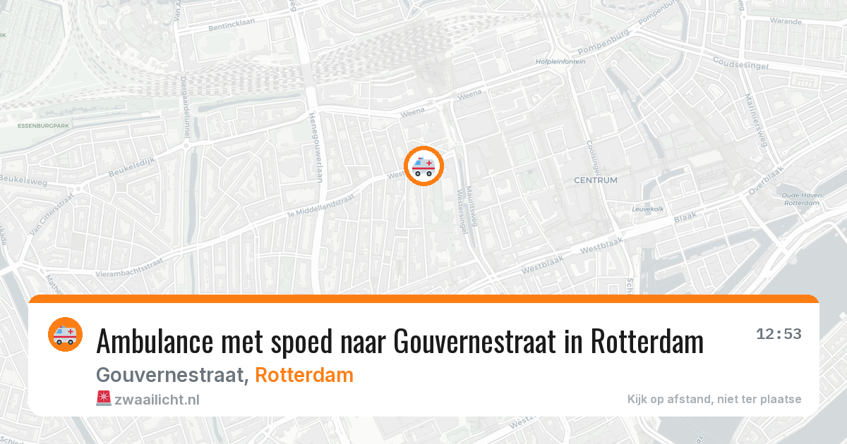 Ambulance met spoed naar Gouvernestraat in Rotterdam — 12 aug 2026